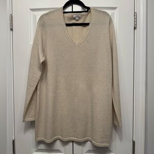 J. Jill Size L Soft Beige V-Neck Sweater Tunic